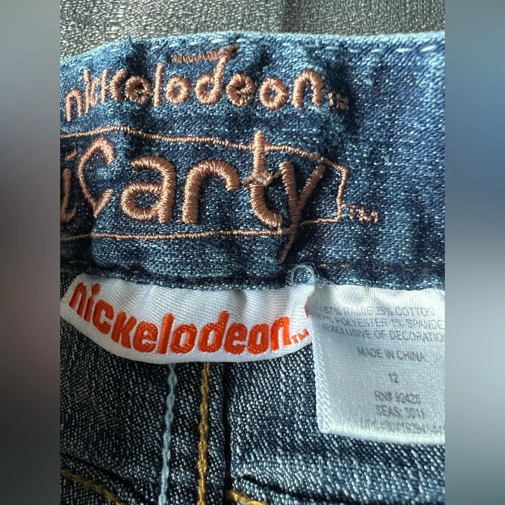 NICKELODEON iCARLY DENIM LONG STRETCH SHORTS SIZE 12 FLOWERS